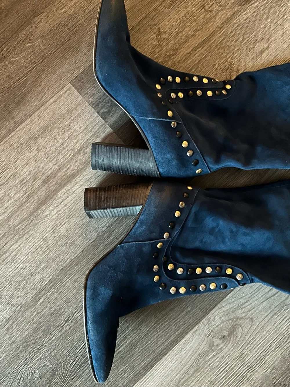 Free People Black Suede Studded Ankle Booties